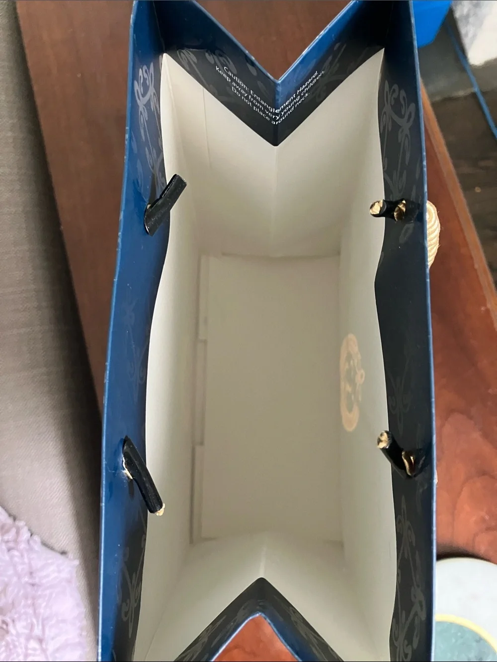 Navy Decorative Gift Bag with Gold Rope Handles
